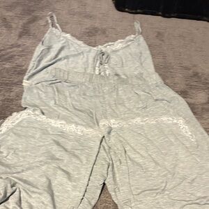 Free People Lace Trim Pajama Set - Gray